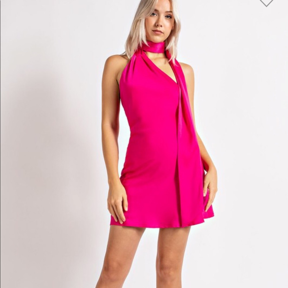 Tie Neck Mini Dress